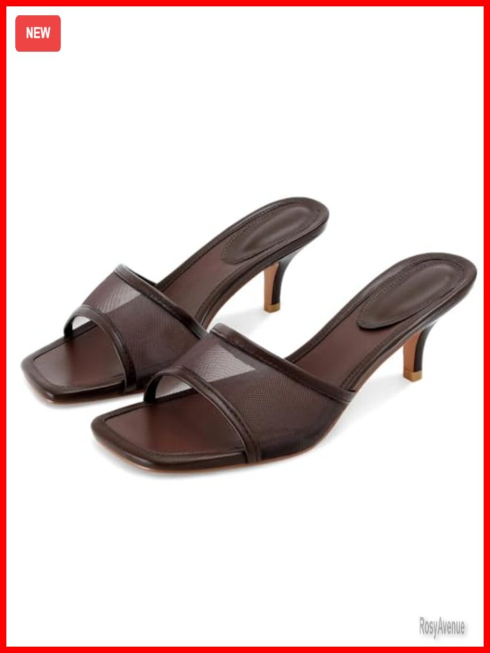 Vegan Leather Kitten Heel Sandals Square Open Toe Mule Dress Shoes